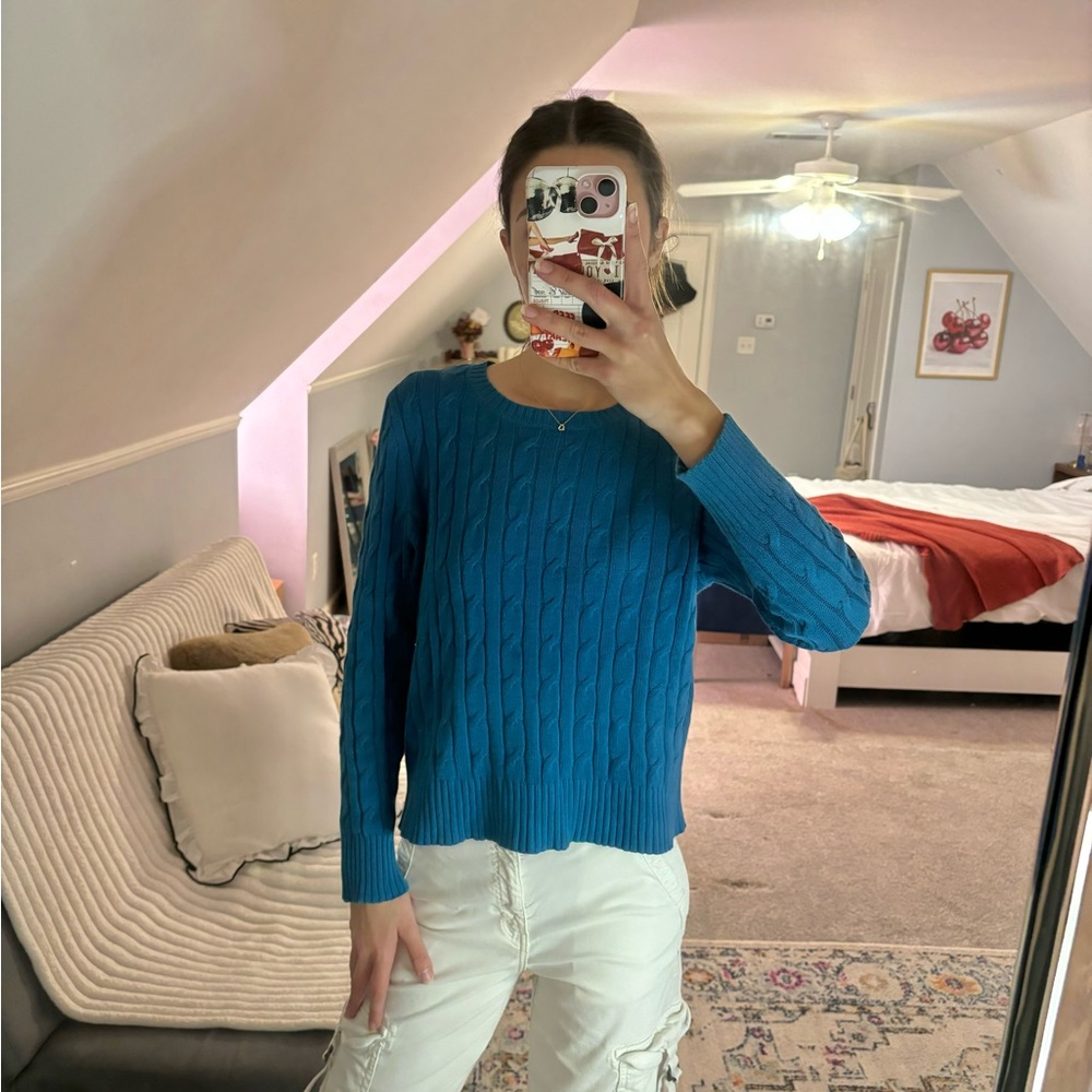Blue knitted sweater